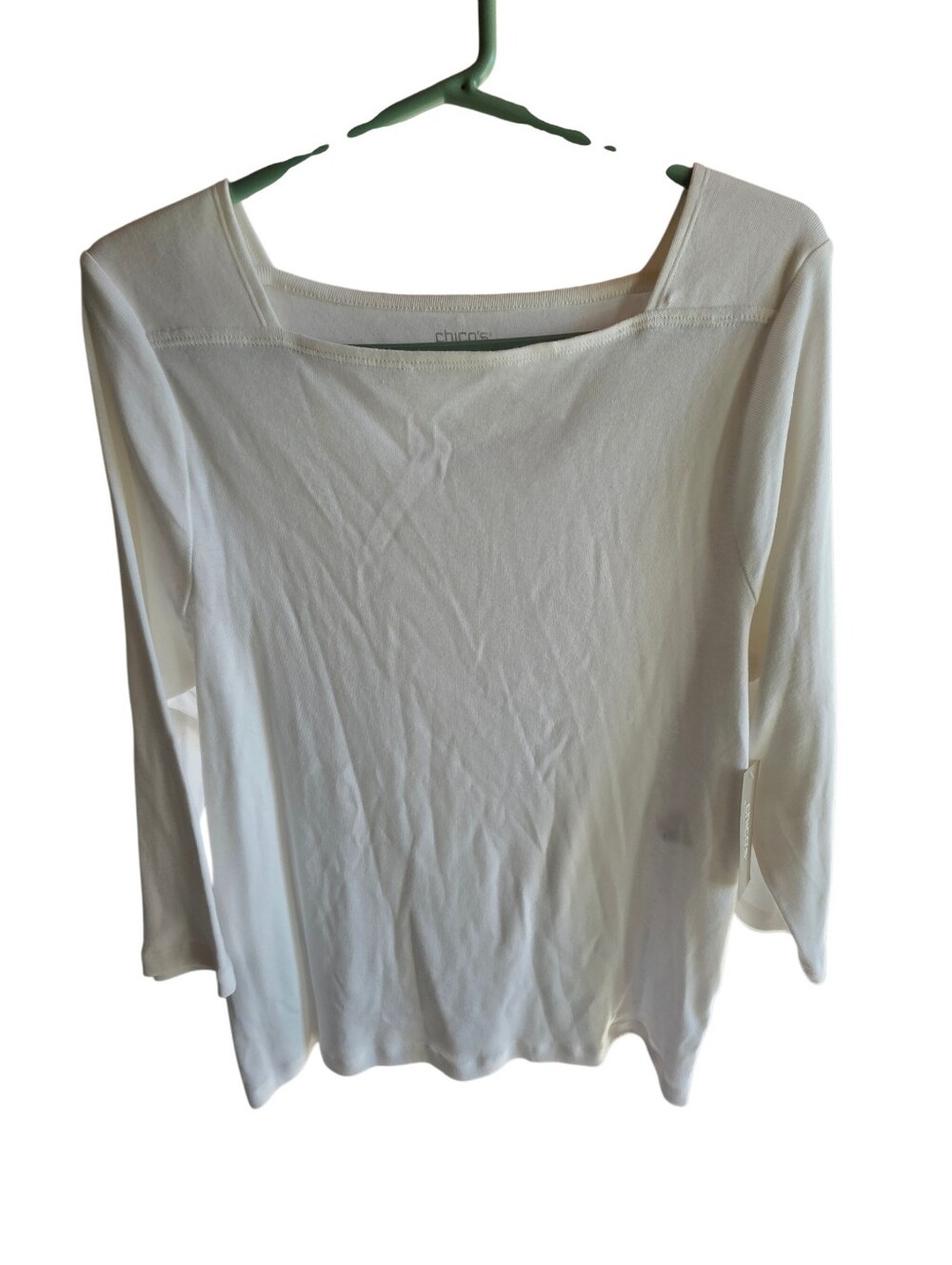 Chicos White Boatneck Long Sleeve Top